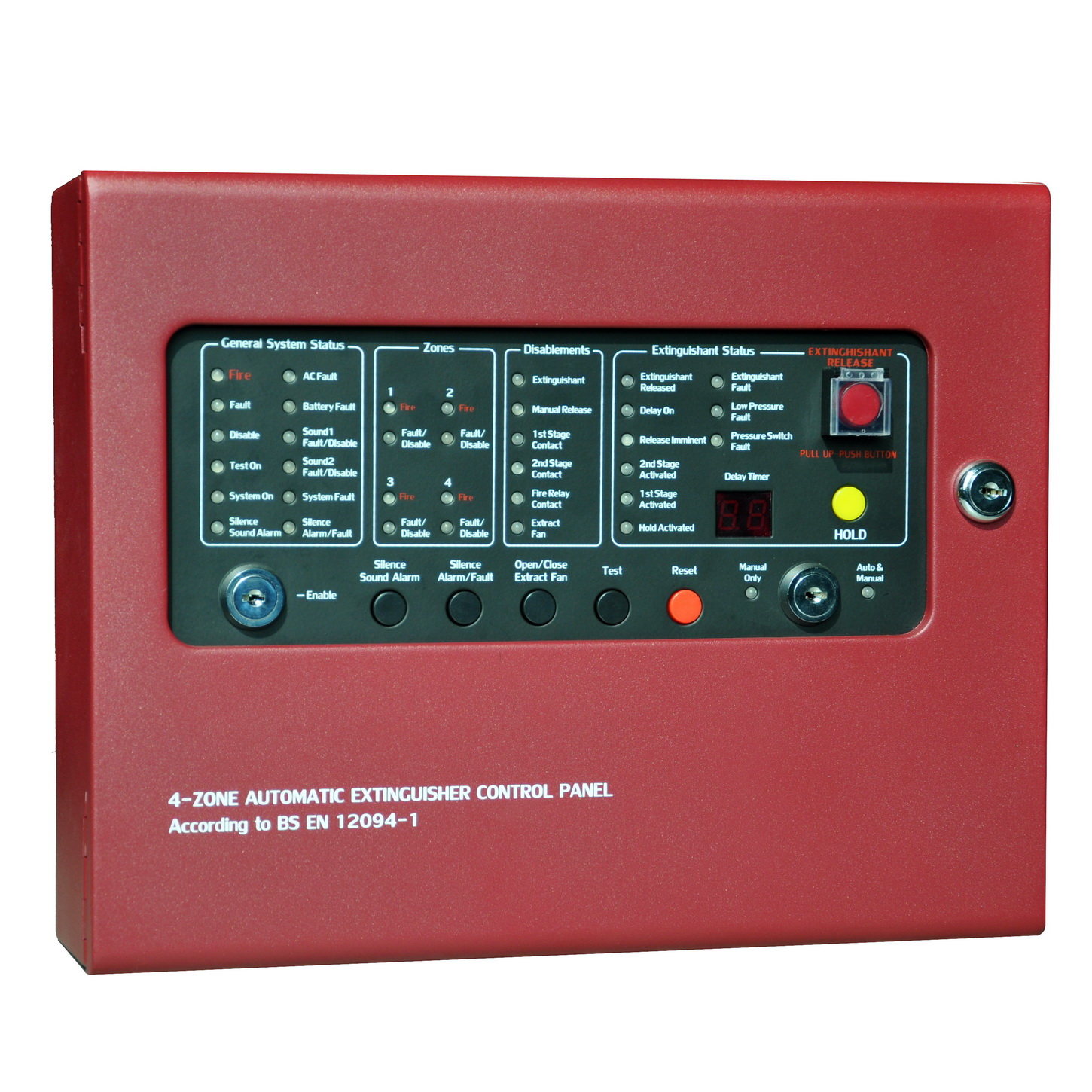Fire fighting gas extinguishing alarm panel